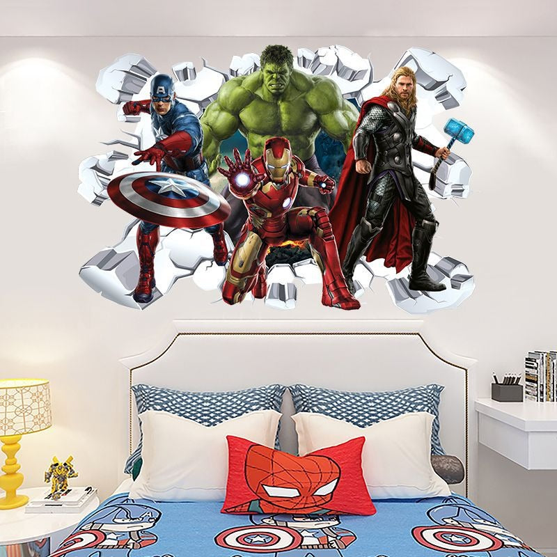 Marvel League of Legends Captain America Iron Man Batman Hulk Boy Bedroom Living Room Decoration Self Adhesive Wall - Korvel