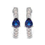 Boucles d'oreilles créoles en or blanc 10K avec saphir bleu en forme de poire et diamants