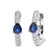 Boucles d'oreilles créoles en or blanc 10K avec saphir bleu en forme de poire et diamants
