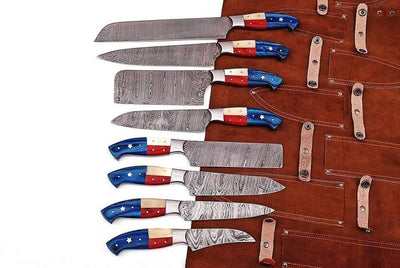 8-Piece Artisan Damascus Steel Kitchen Knife Collection - Korvel