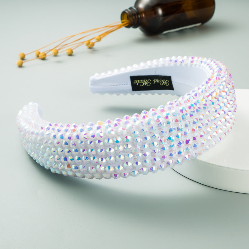 Premium Wide Brimmed Headdress with Rhinestones