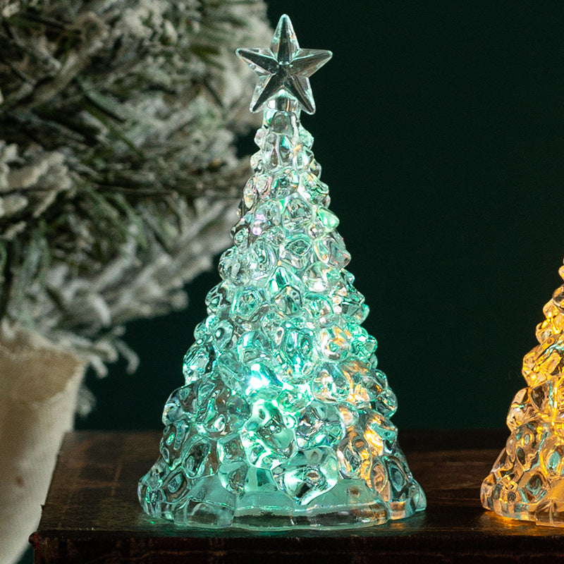 Christmas decoration mini luminous Christmas tree transparent crystal night light cross-border desktop decoration props small gifts - Korvel