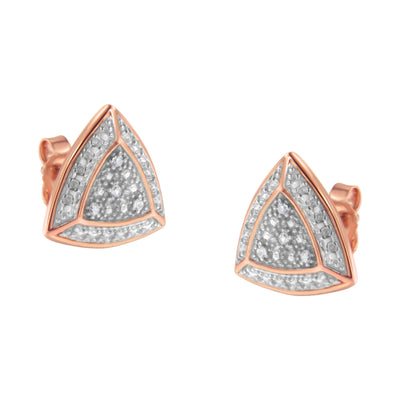 Pendientes de Stud Acentuados con Diamantes en Oro Rosa de 14K sobre Plata Esterlina