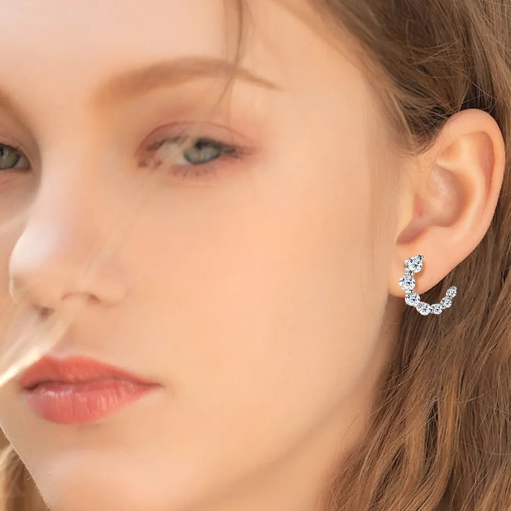 925 Sterling Silver Inlaid Moissanite Stud Earrings - Korvel
