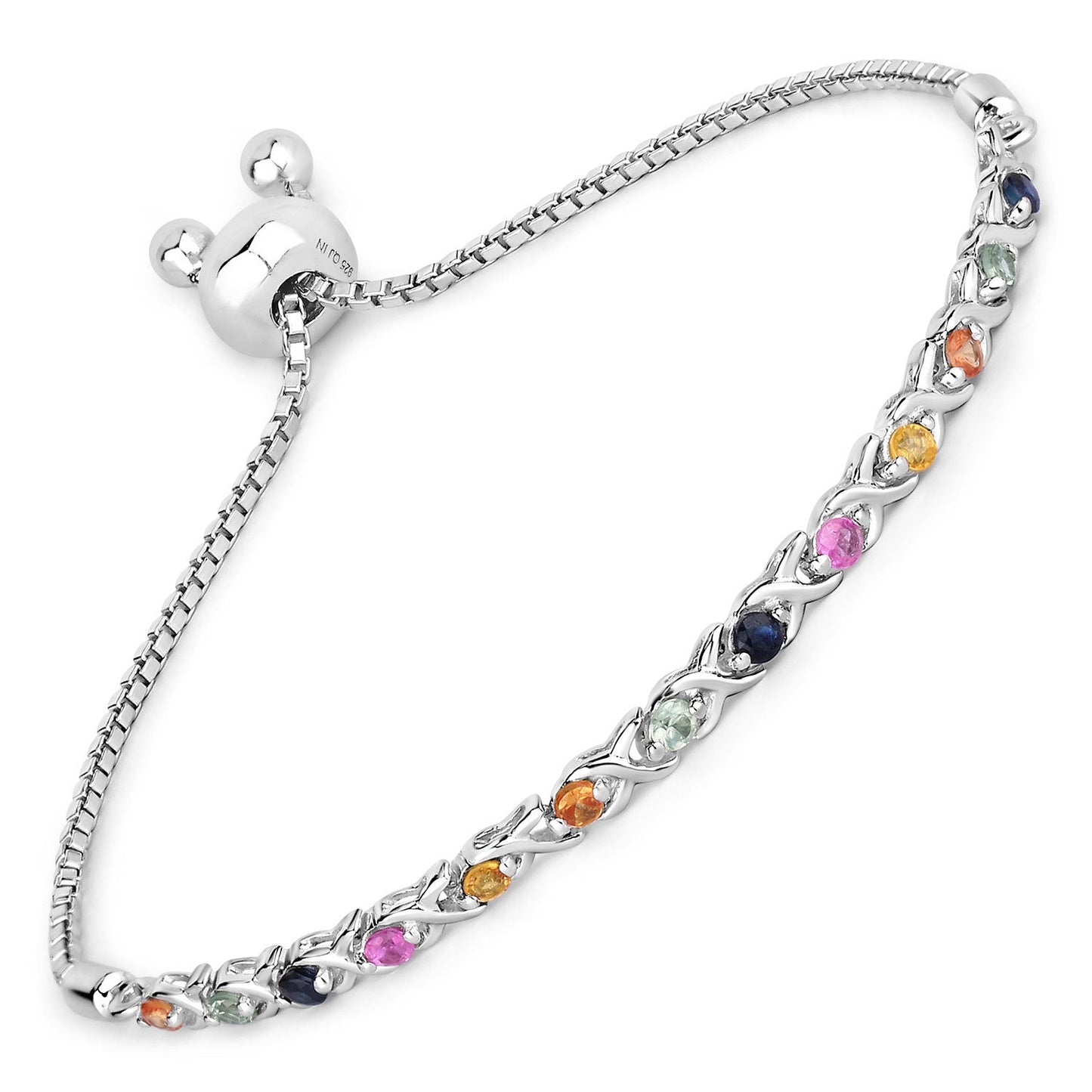Pulsera de Zafiros Múltiples de 0.88 Quilates en Plata Esterlina .925
