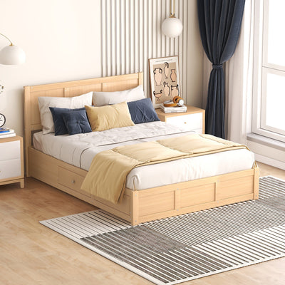 Full Size Wood Platform Bed with Underneath Storage