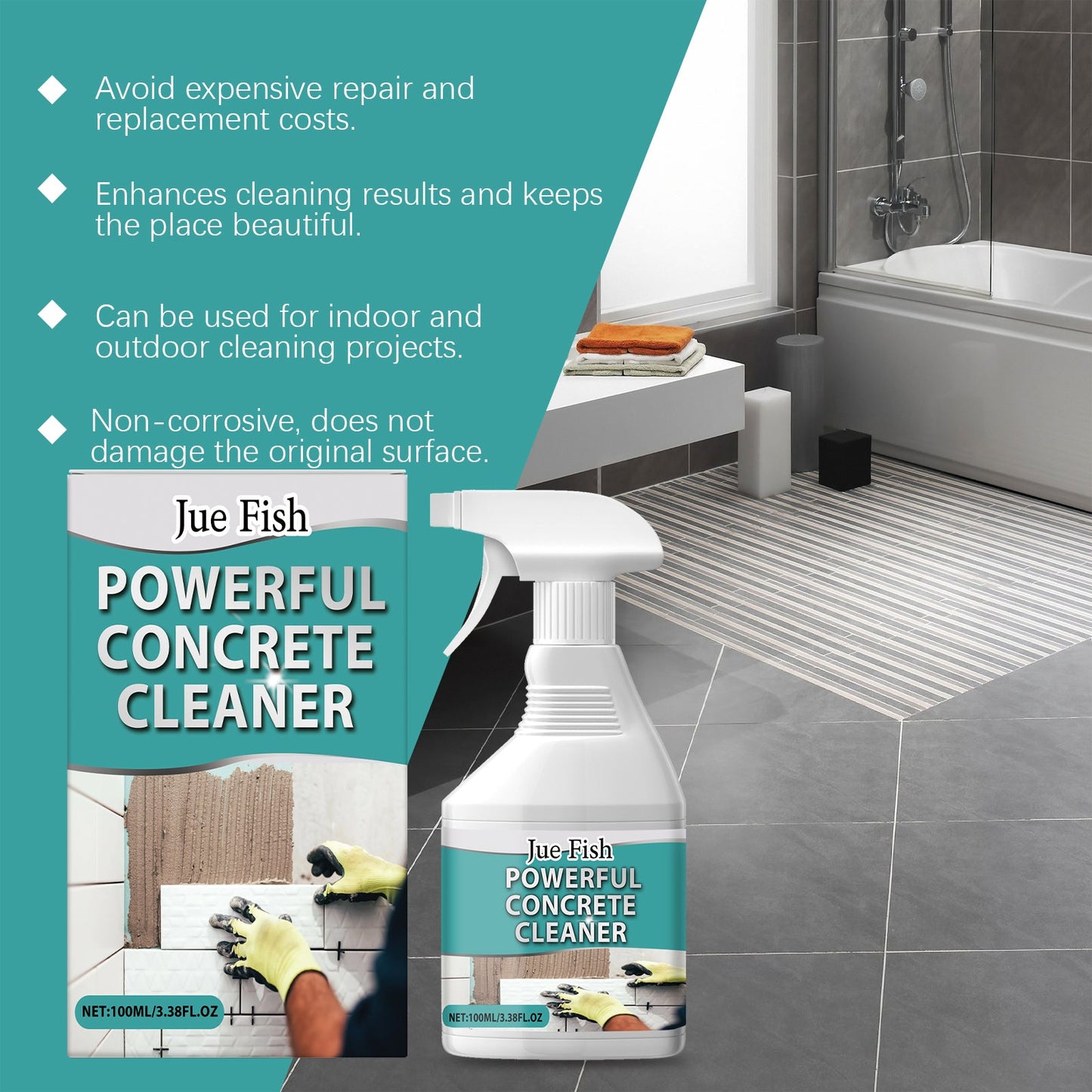 Cement Stain Cleaner Dissolves Wall Tile Cement Ash Concrete Cleaning Cleaner - Korvel
