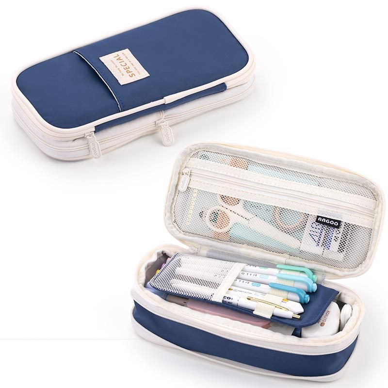 Macaron color block can transform into a large capacity upgraded pencil case stationery - Korvel