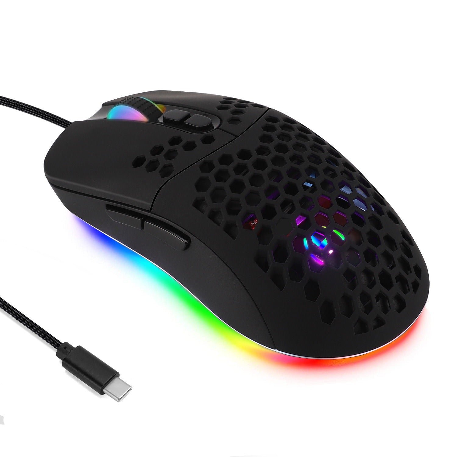Cave mouse USB-C luminous RGB wired macro programming game mouse with 6 keys to turn off lights - Korvel