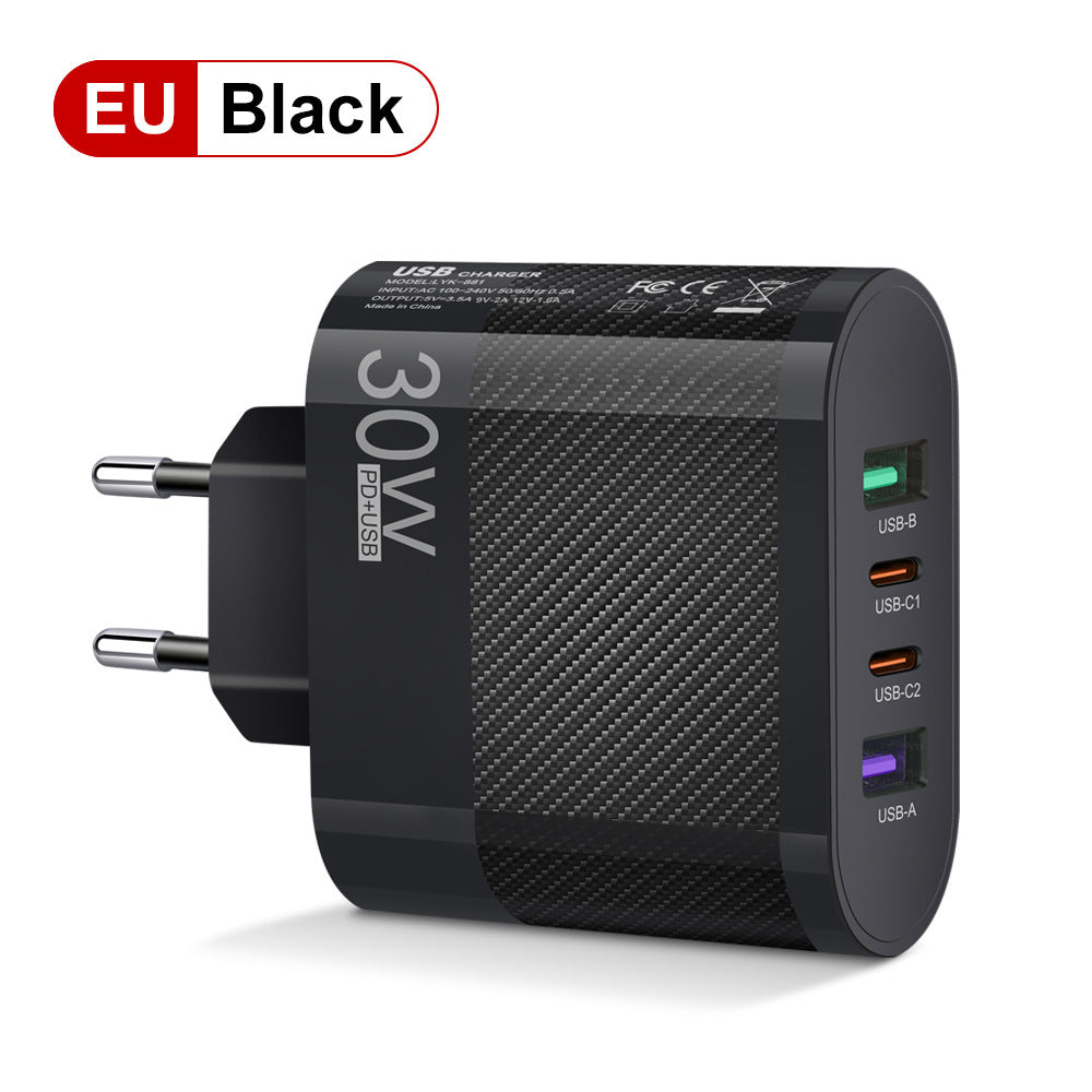 2USB Type-C 30W Mobile Phone Charger Multi Interface Travel Charging Head - Korvel