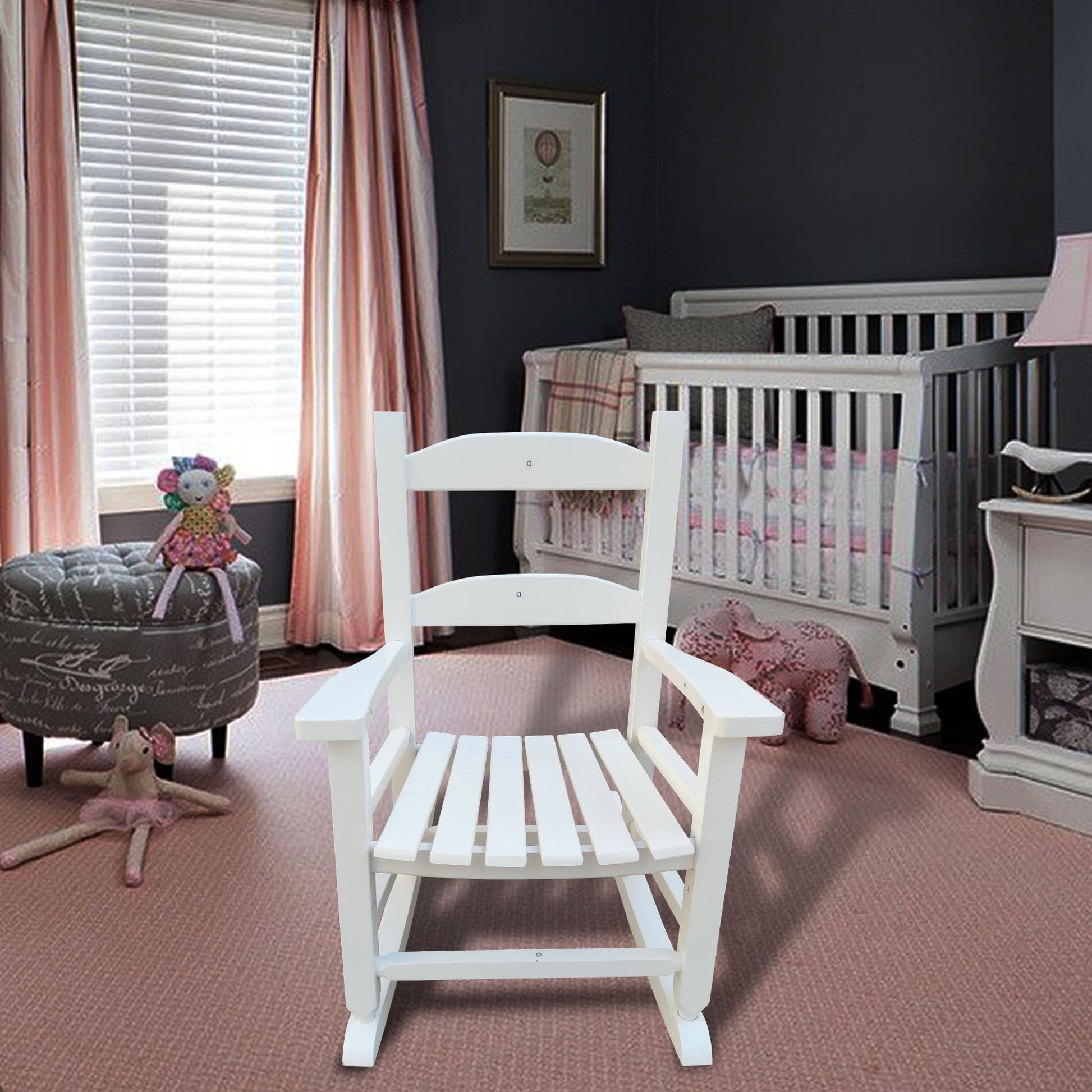 Children's rocking white chair- Indoor or Outdoor -Suitable for kids-Durable-populus wood - Korvel