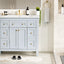 Meuble de salle de bain bleu clair de 36" avec évier en résine et rangement