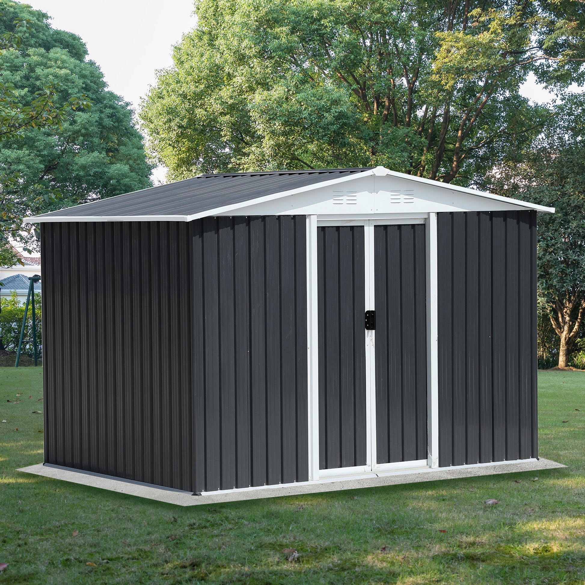 GO 47.2" Large Wooden Dog House Outdoor, Outdoor & Indoor Dog Crate, Cabin Style, With Porch, 2 Doors - Korvel