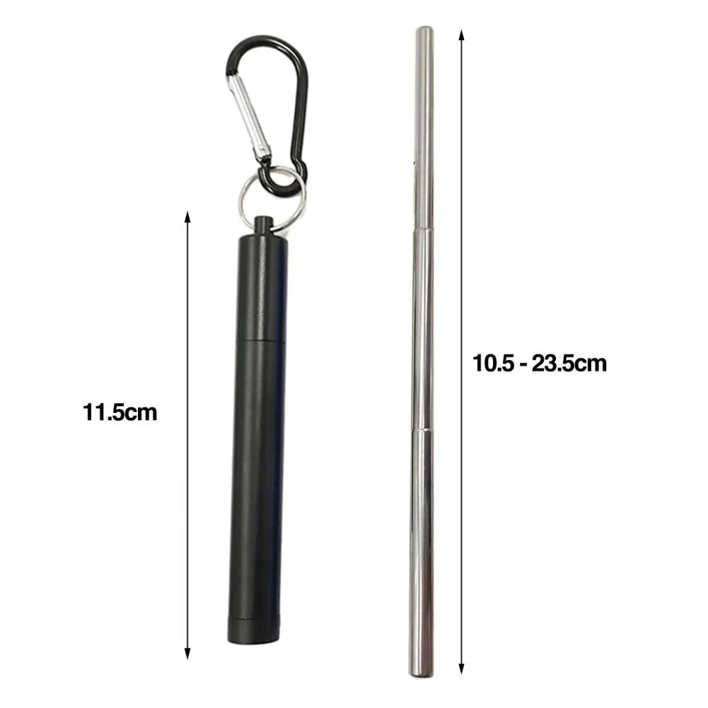 1 Set Reusable Telescopic Straw Set Portable Stainless Steel Easy To Clean Straw With Carry Case - Korvel