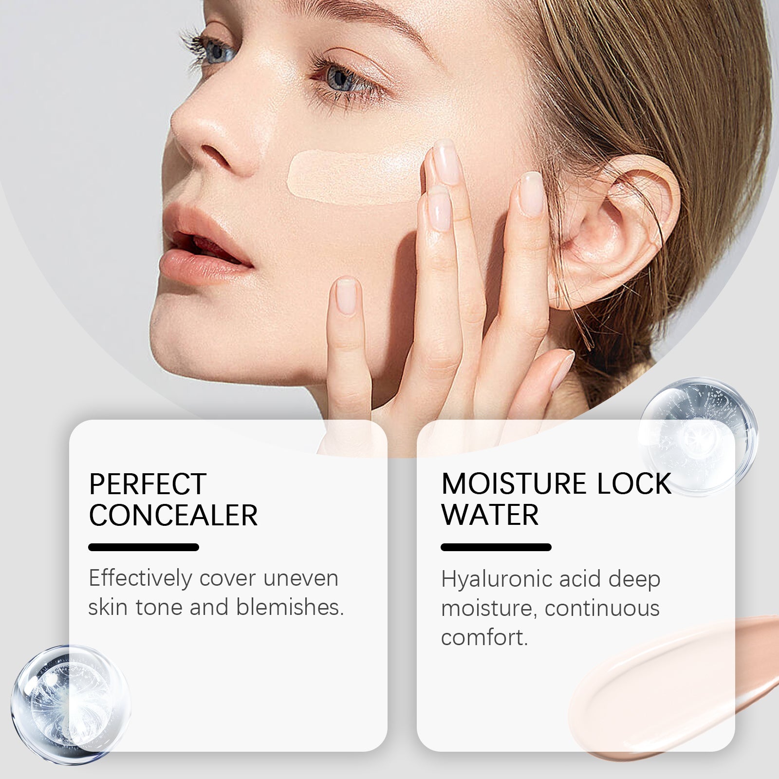 Moisture Concealer Foundation, Long-Lasting Moisturizing And Refreshing Moisturizing Light Skin Care Foundation - Korvel