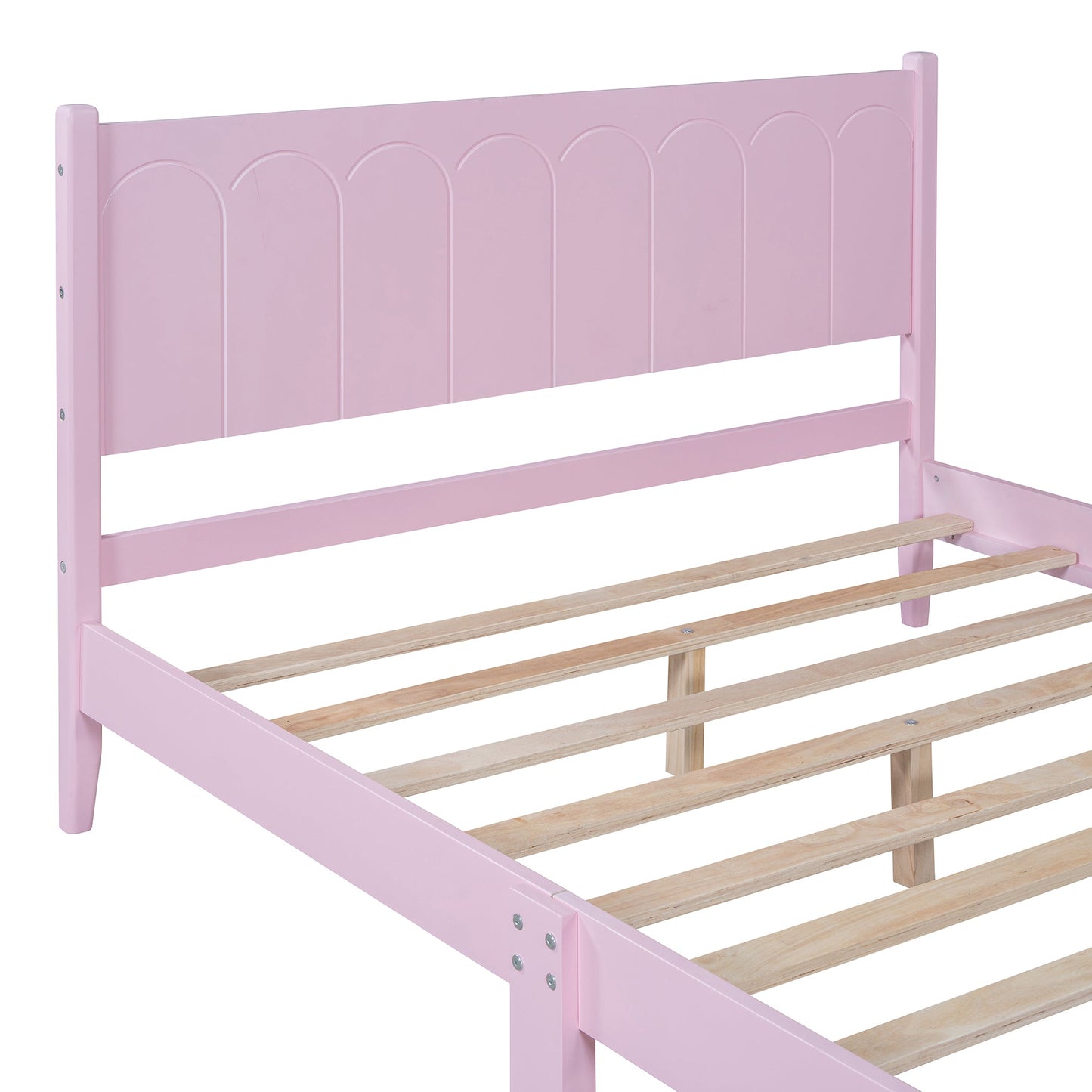 Full Size Retro Pink Wood Platform Bed Frame