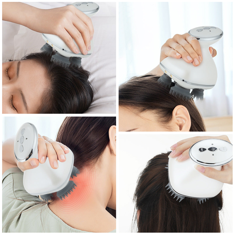 Head Massager 4-Claw Kneading Vibration Rechargeable Waterproof Head Massager Multi-Function - Korvel