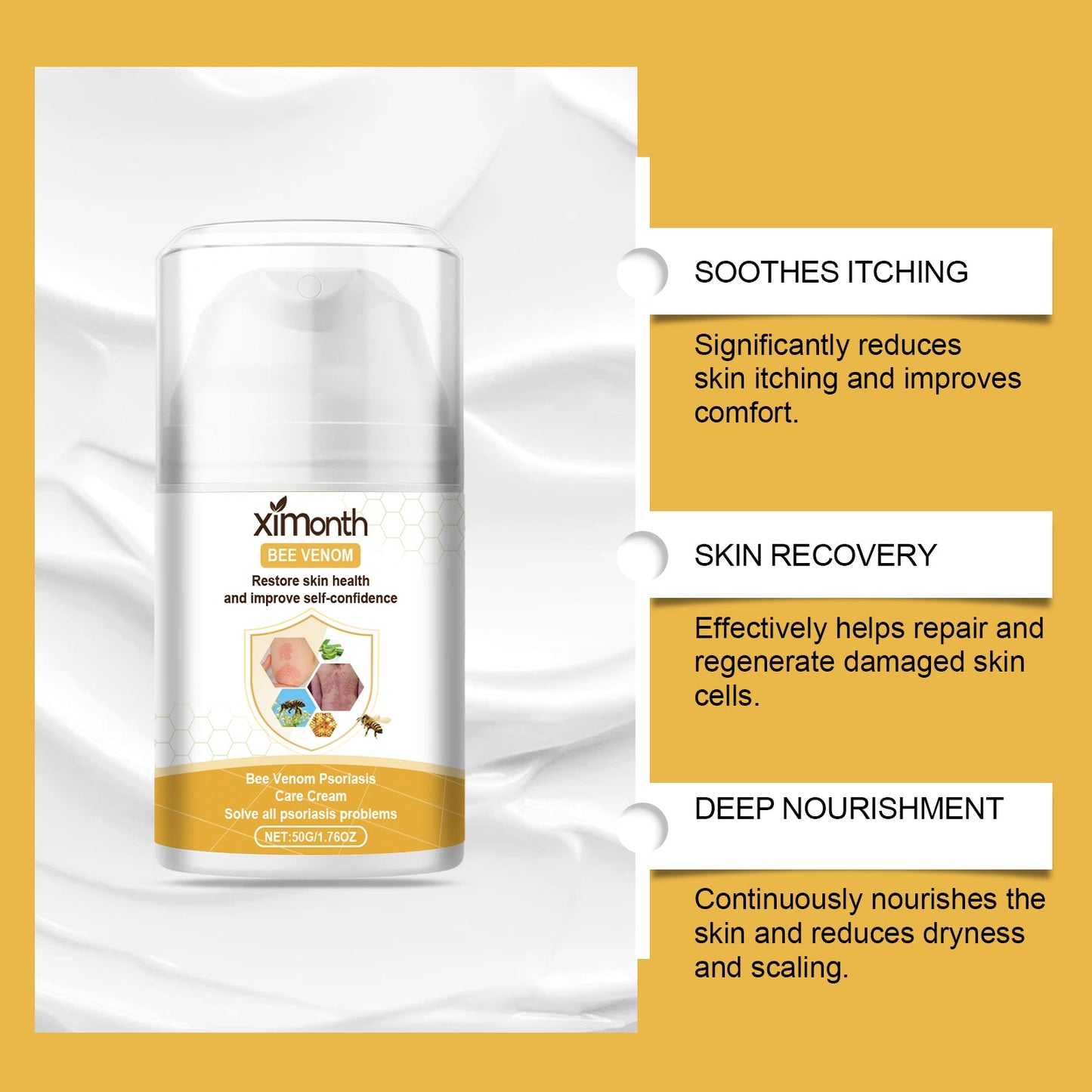 Bee-Venom Cowhide Moss Cream For Itchy Redness, Relieving Itching And Improving Skin Topical Care Cream - Korvel