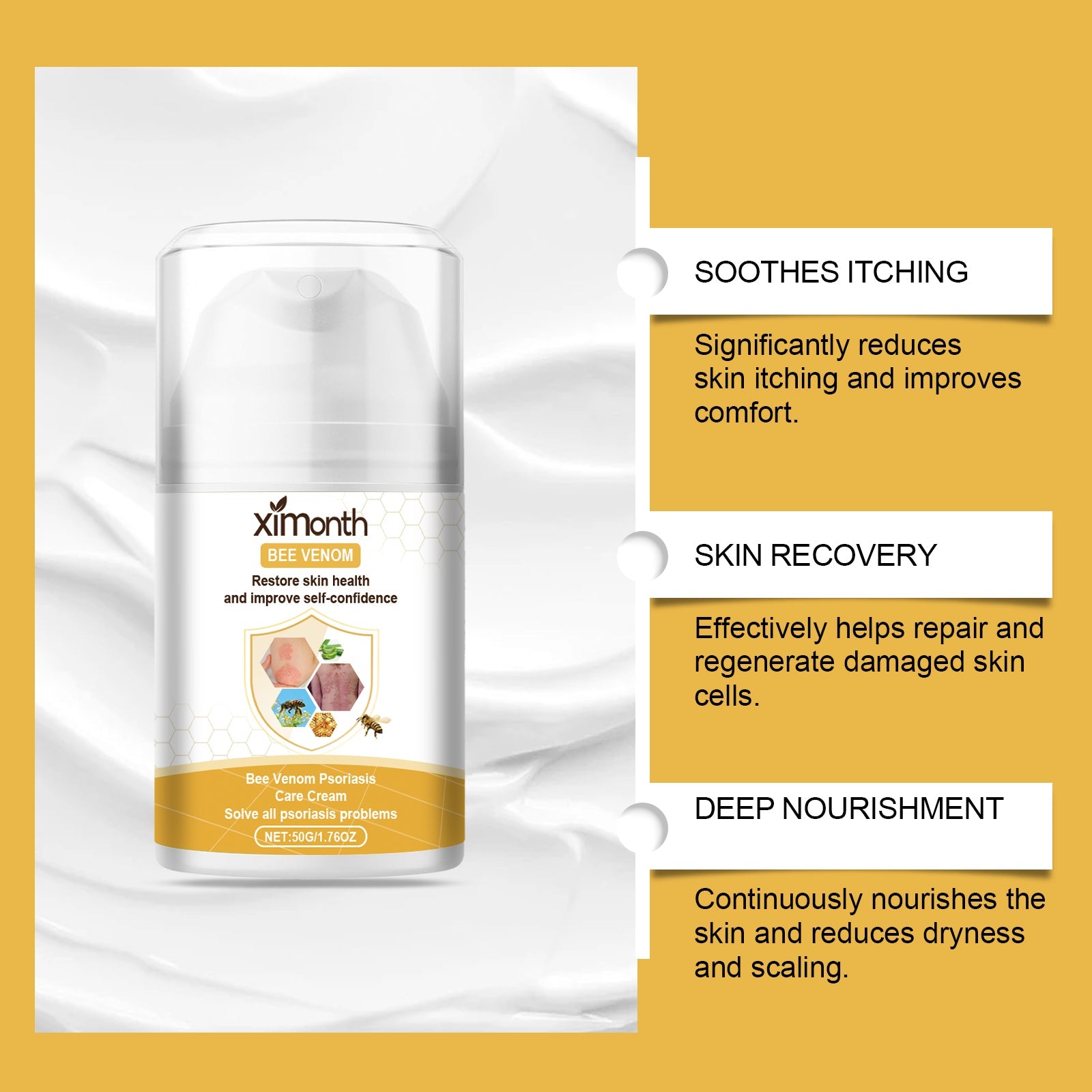 Bee-Venom Cowhide Moss Cream For Itchy Redness, Relieving Itching And Improving Skin Topical Care Cream - Korvel