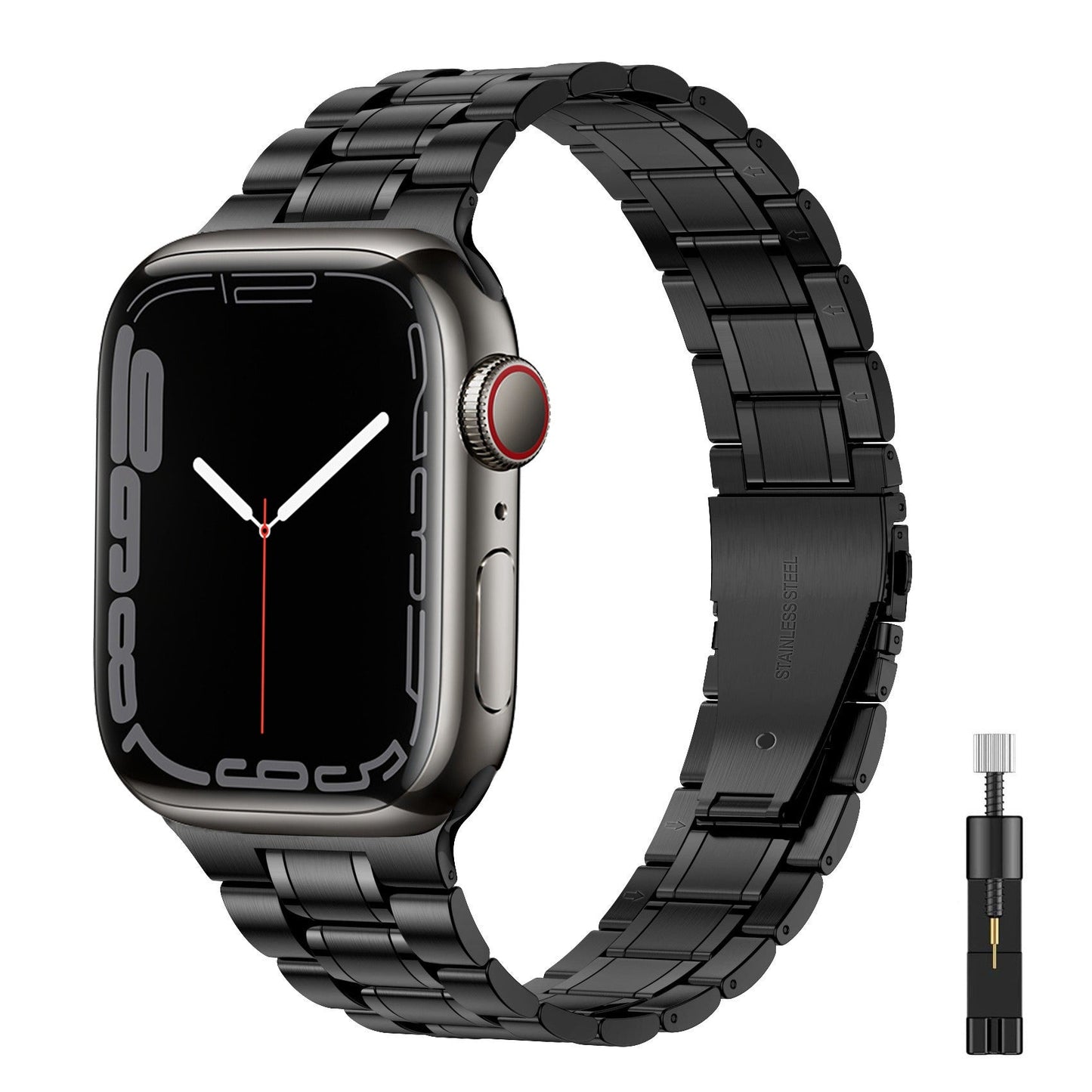 Suitable For Apple Watch S 3 4 5 iwatch S 7 8 9 Stainless Steel Metal Fine Steel Watch Chain With Five Beads - Korvel
