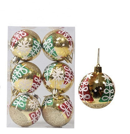Christmas ball hand drawn pattern Christmas tree pattern decoration plastic electroplated ball decoration - Korvel