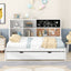 Full Size Daybed with Storage Shelves, Blackboard, Cork board, USB Ports and Twin Size Trundle  White - Korvel