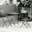 3 Piece Patio Bistro Set of Foldable SquareTable and Chairs, Dark Greem - Korvel