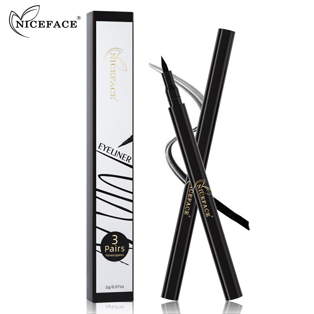 NICEFACE Eyeliner 3 In 1 Multifunctional Waterproof Anti-Smudge Non-Magnetic Natural Sticky Eyeliner - Korvel