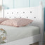 Twin Bed with Button-Decoration Headboard, with Bed Slats,White - Korvel