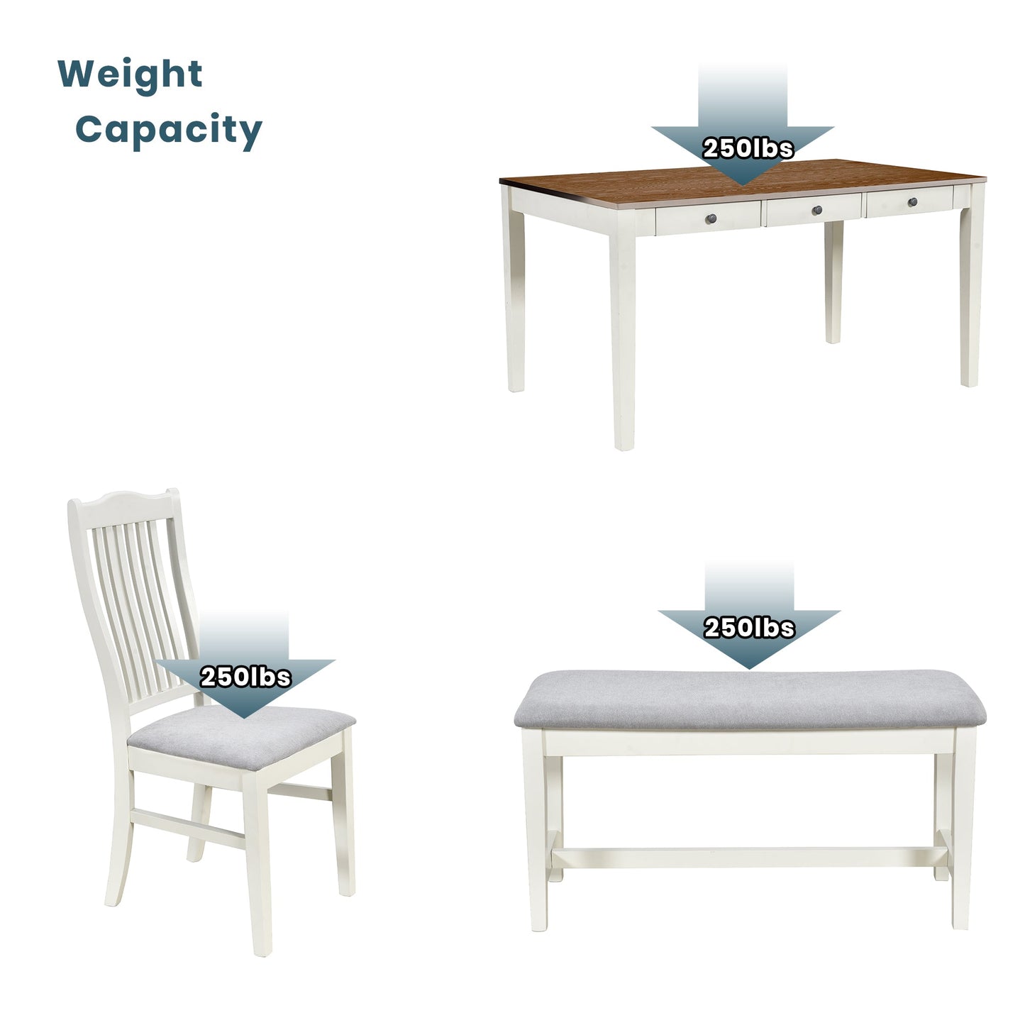 Conjunto de Mesa de Comedor de Madera de 6 Piezas TOPMAX de Estilo Mid-Century