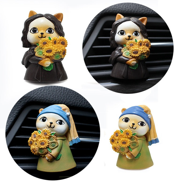 Cat Girl Aromatherapy Clip Decoration Resin Car Air Conditioning Air Outlet Aromatherapy - Korvel
