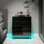 Nightstand with 3 Storage Drawers,Led Lights, End Table for Bedroom Furniture - Korvel