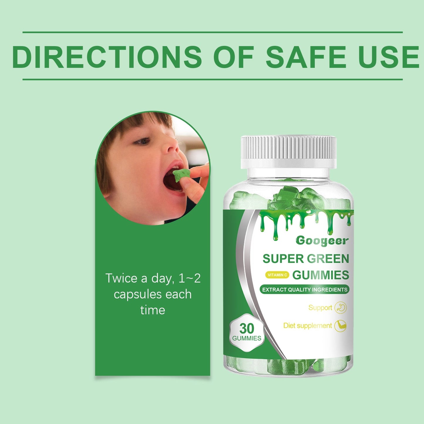Dietary Supplement Gummy, Body Supplement Green Gummy Body Care - Korvel