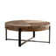 31.29"Modern Retro Splicing Round Coffee Table  Fir Wood Table Top with Cross Legs Metal Base(Same SKU:W757123560) - Korvel