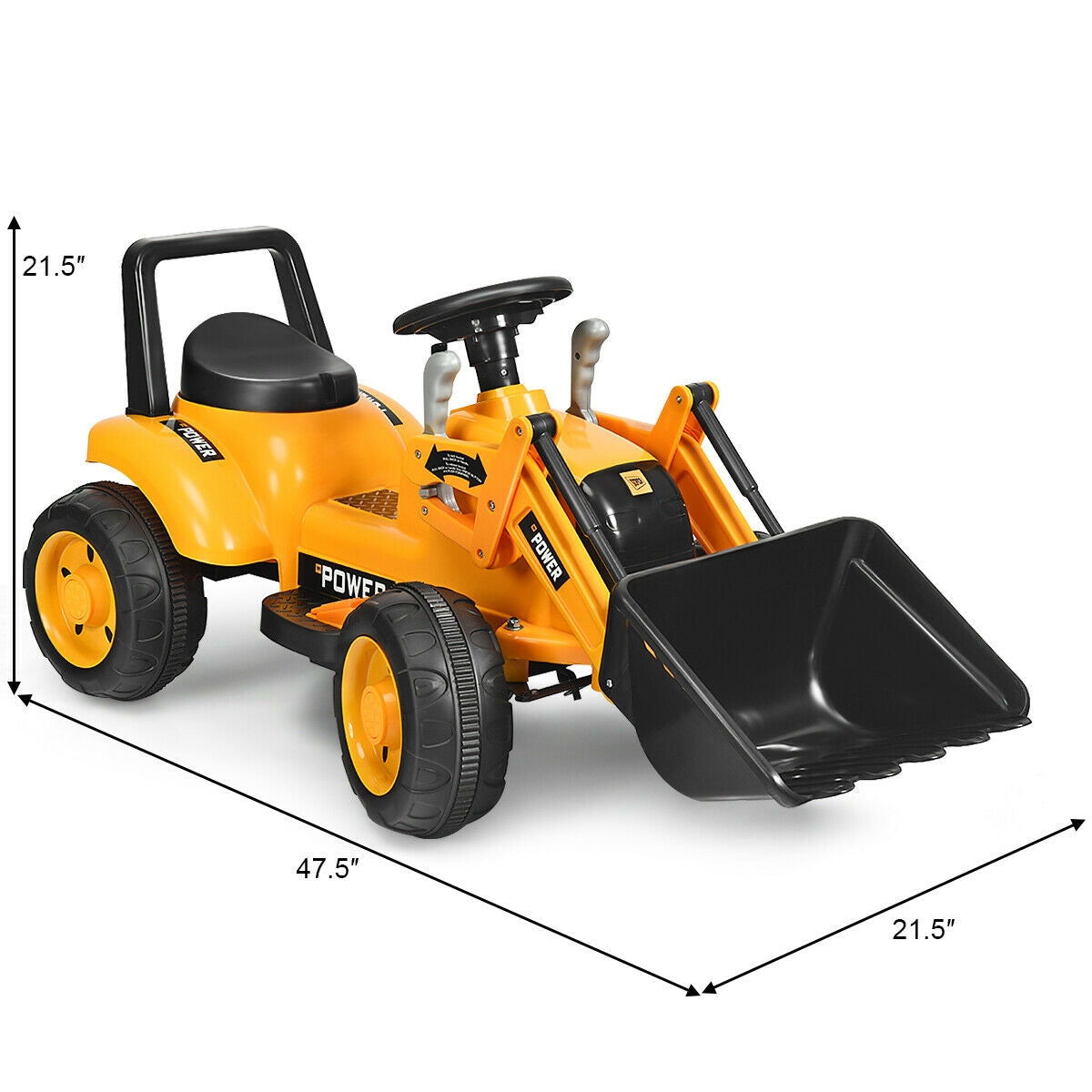 Excavatrice à pédales pour enfants - Jaune