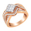 Bague Cocktail Bypass en Diamant et Or Bicolore 10KT