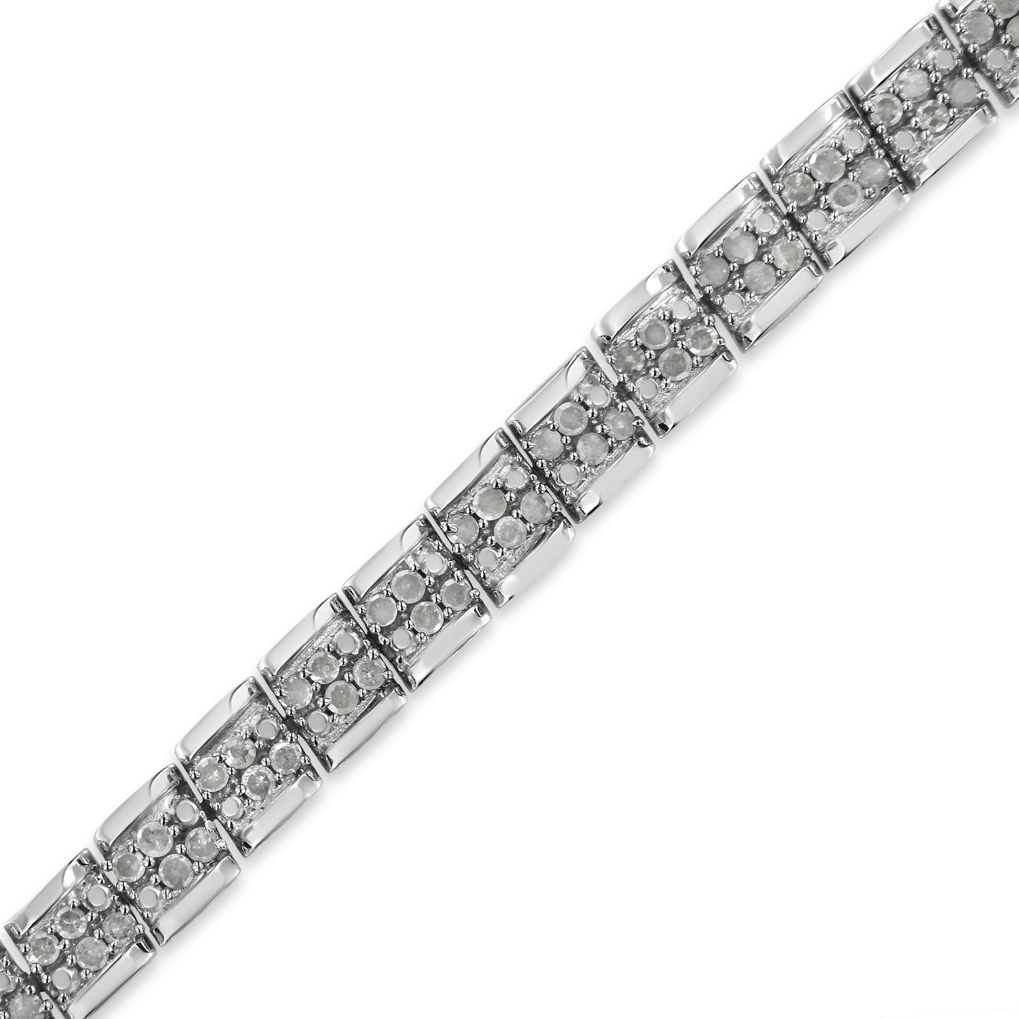.925 Sterling Silver Diamond Miracle Plate Link Bracelet