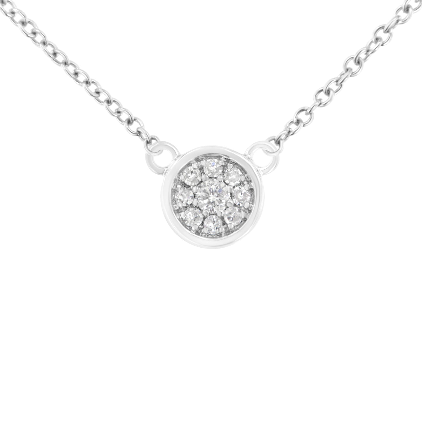 10K White Gold Diamond Flower Pendant Necklace - Adjustable Chain