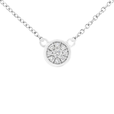 Collier Pendentif Fleur en Diamant en Or Blanc 10K - Chaîne Ajustable