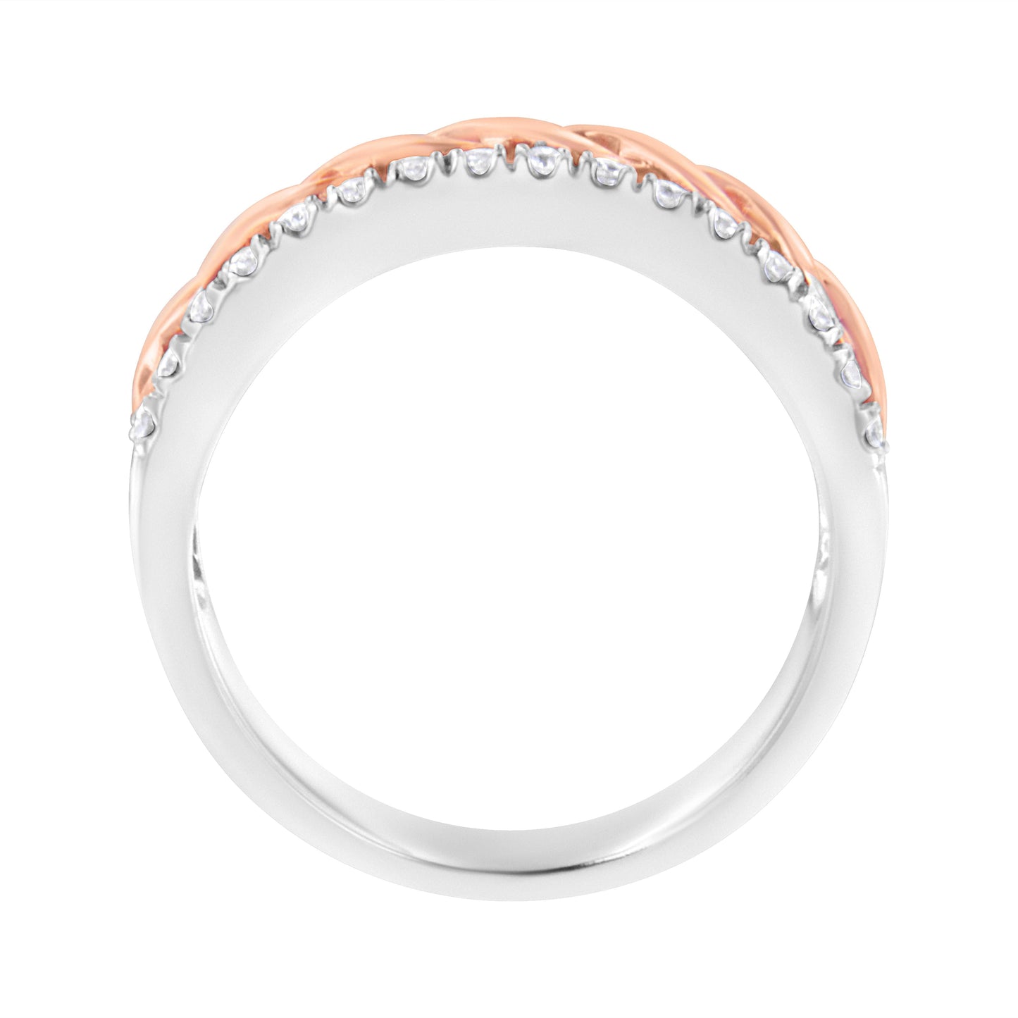 10K White and Rose Gold Diamond Split Shank Infinity Ring - Size 6
