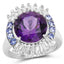 5.24 Carat Amethyst, Tanzanite & White Topaz Sterling Silver Ring