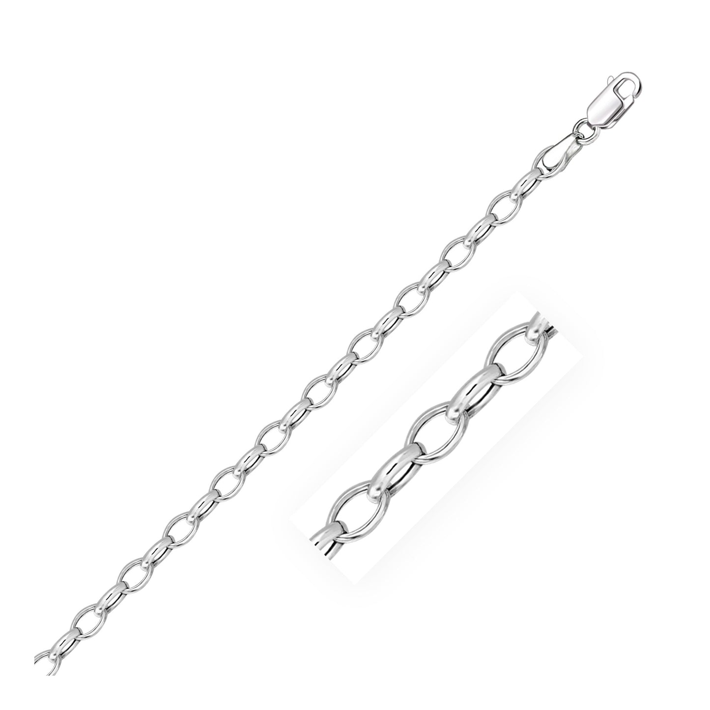 Chaîne Rolo Ovale en Or Blanc 14k - 4,6 mm