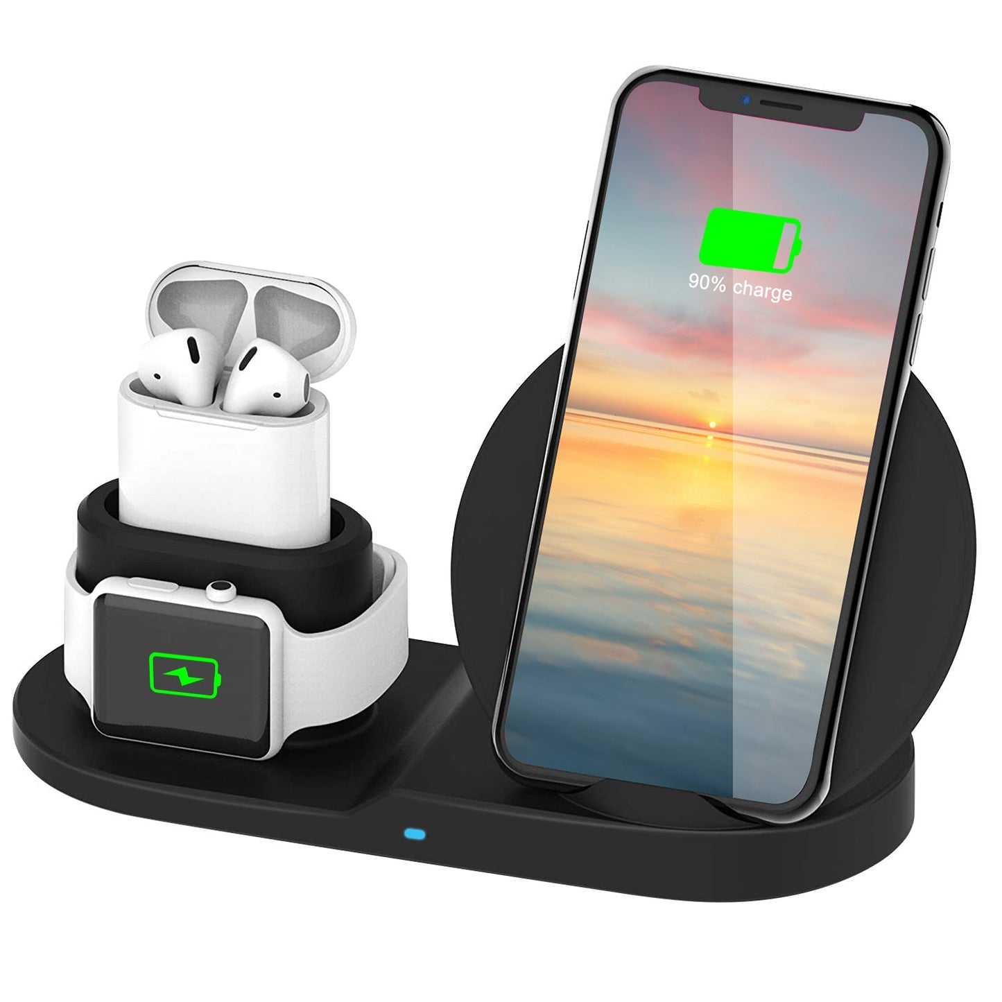 Estación de Carga Inalámbrica Rápida de 10W para Dispositivos Apple y Samsung