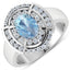Bague de fiançailles en or blanc 14K avec aquamarine et diamants de 1,57 carat