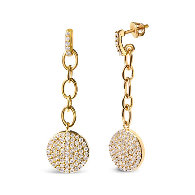 Pendientes Colgantes de Diamantes en Chapado de Oro Amarillo de 18K