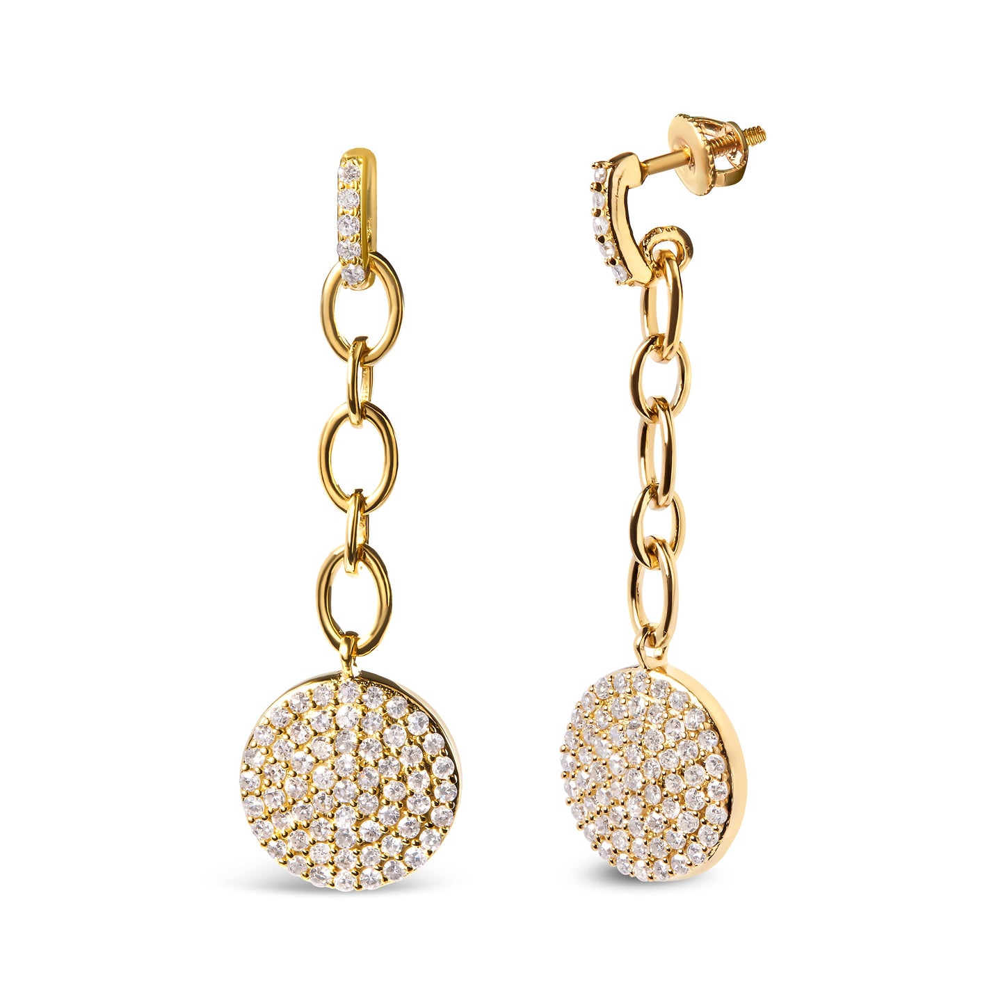14K Yellow Gold Diamond Dangle Chain Earrings