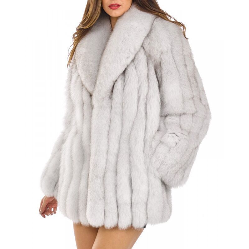 Stylish Fox-Fur Lapel Coat for Women