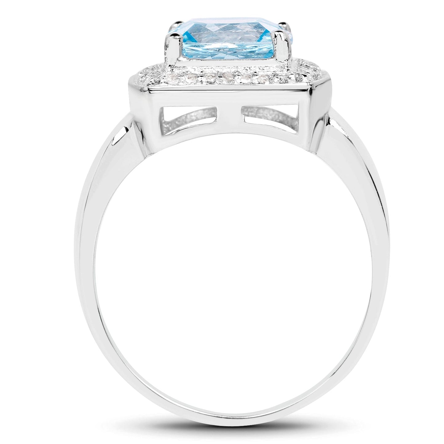 Anillo de plata esterlina con topacio azul y topacio blanco de 2.46 quilates