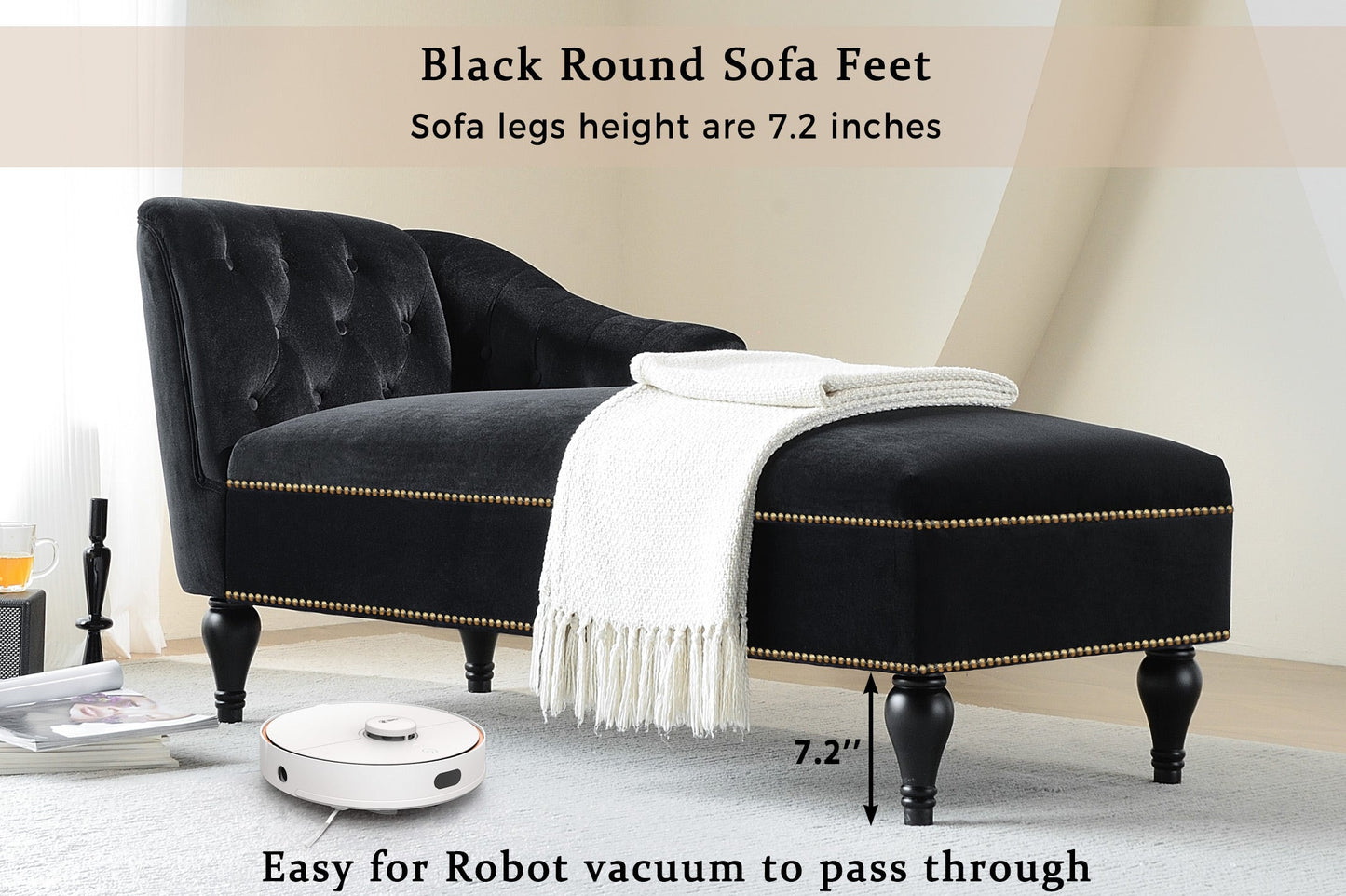58-Inch Velvet Lounge Chair with Nailhead Trim