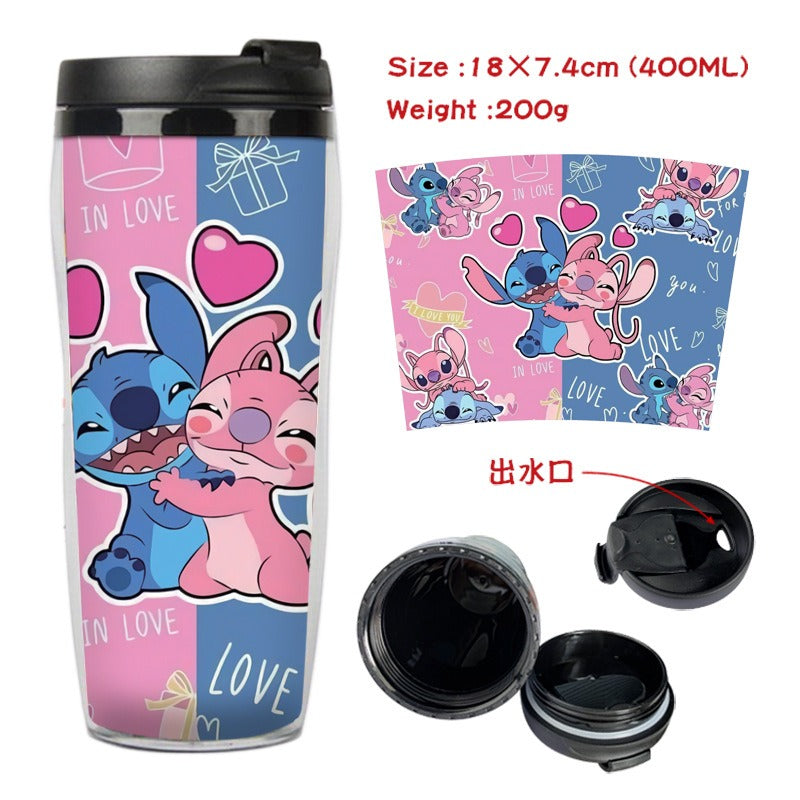 Stitch Stitch animation peripheral double-layer insulated plastic cup two-dimensional cartoon tea cup cold water kettle water cup - Korvel